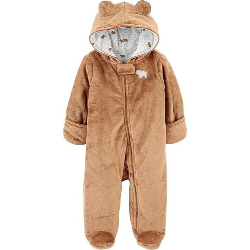 Simple Joys by Carter's Baby Fleece Footed Jumpsuit Pram Brown Bear Newborn
